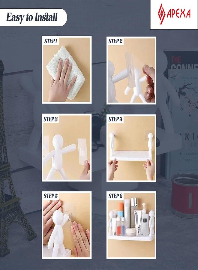 أبيكسا رف حمام بلاستيكي مثبت على الحائط من APEXA / رف حائط متعدد الأغراض / رف مثبت على الحائط / ذاتي اللصق / منظم رفوف (عبوة من قطعتين) (2) - Image 5